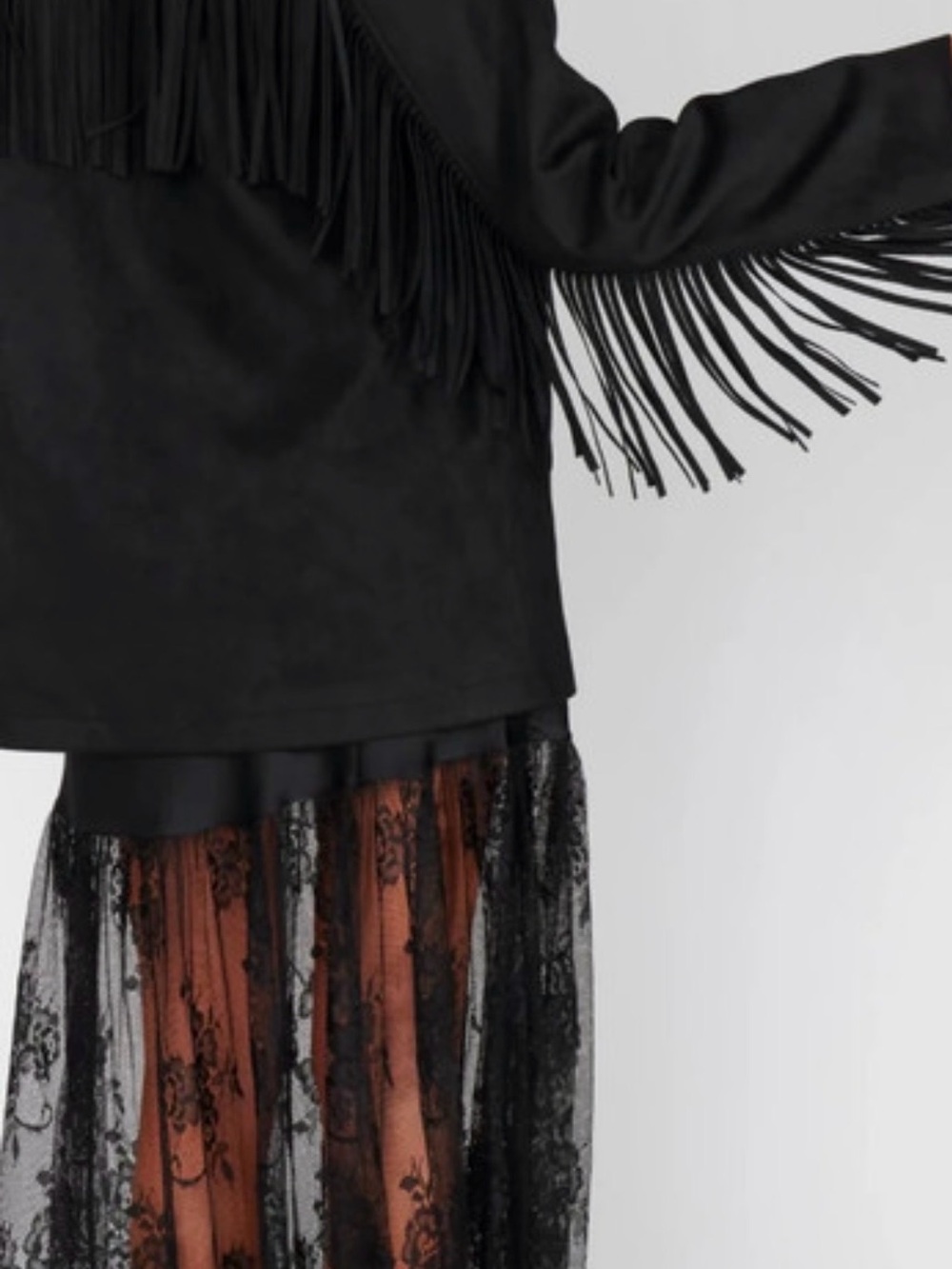 Show Me Your MuMu Black Fringe Bomber Jacket